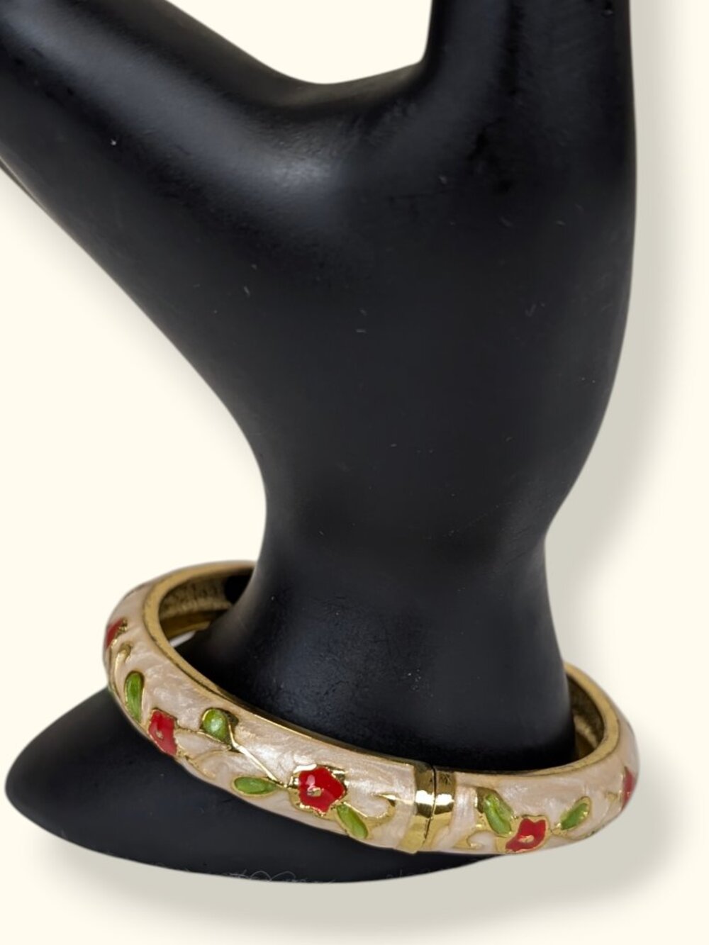 Floral Enamel Cloisonne Hinged Bracelet